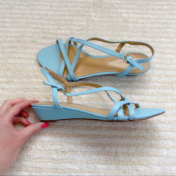 Talbots aqua Capri Crossed Napa Wedge Sandals - Picture 8 of 12
